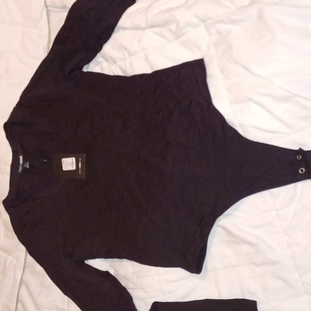 Black V neck bodysuit